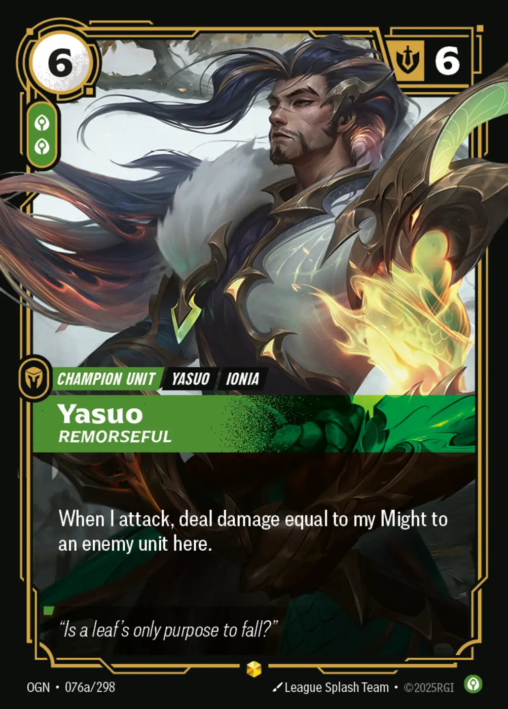 (076a/298) Riftbound TCG Origins Single: Yasuo, Remorseful (V.2 - Showcase) Holo Showcase