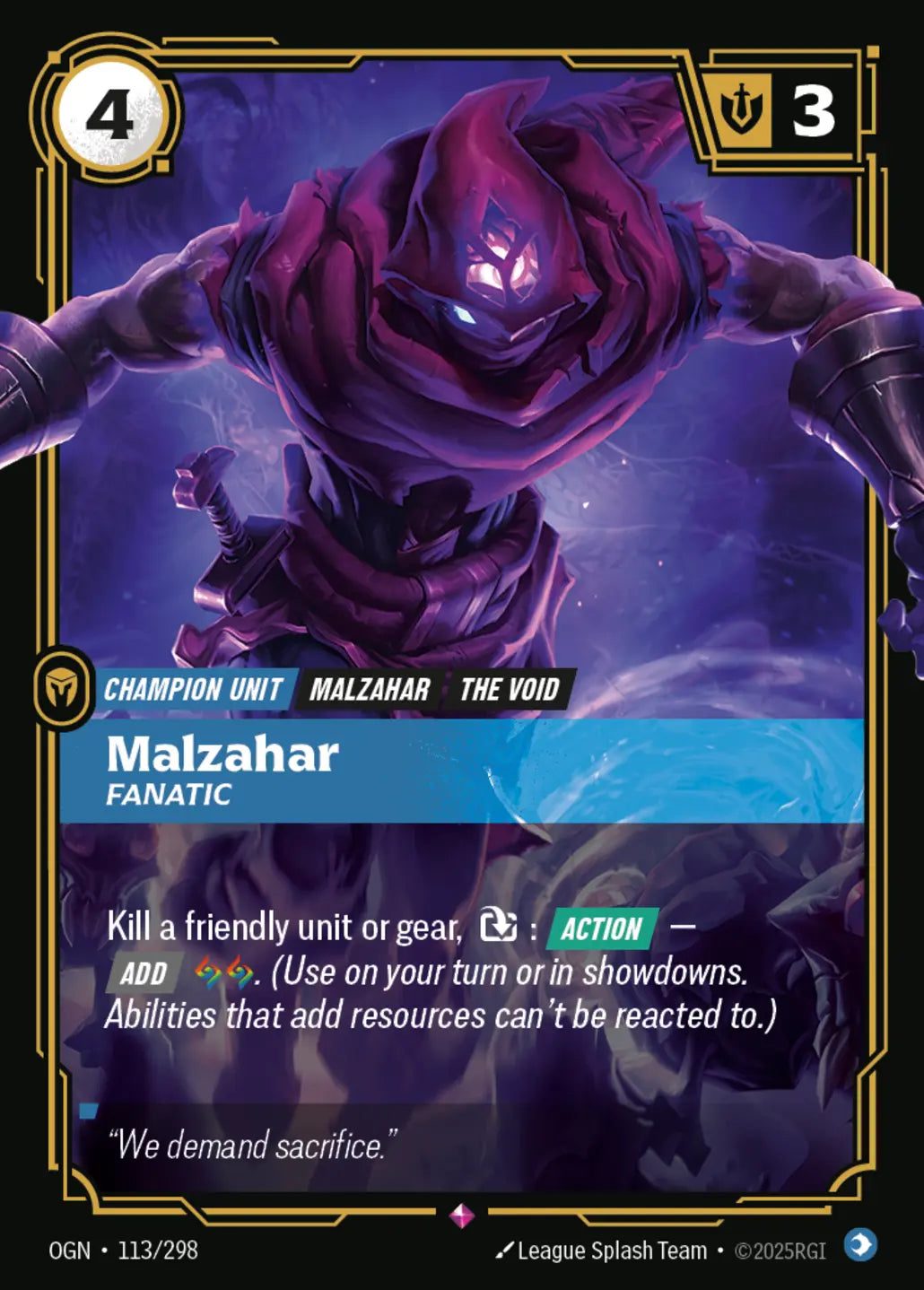 (113/298) Riftbound TCG Origins Single: Malzahar, Fanatic Holo Rare