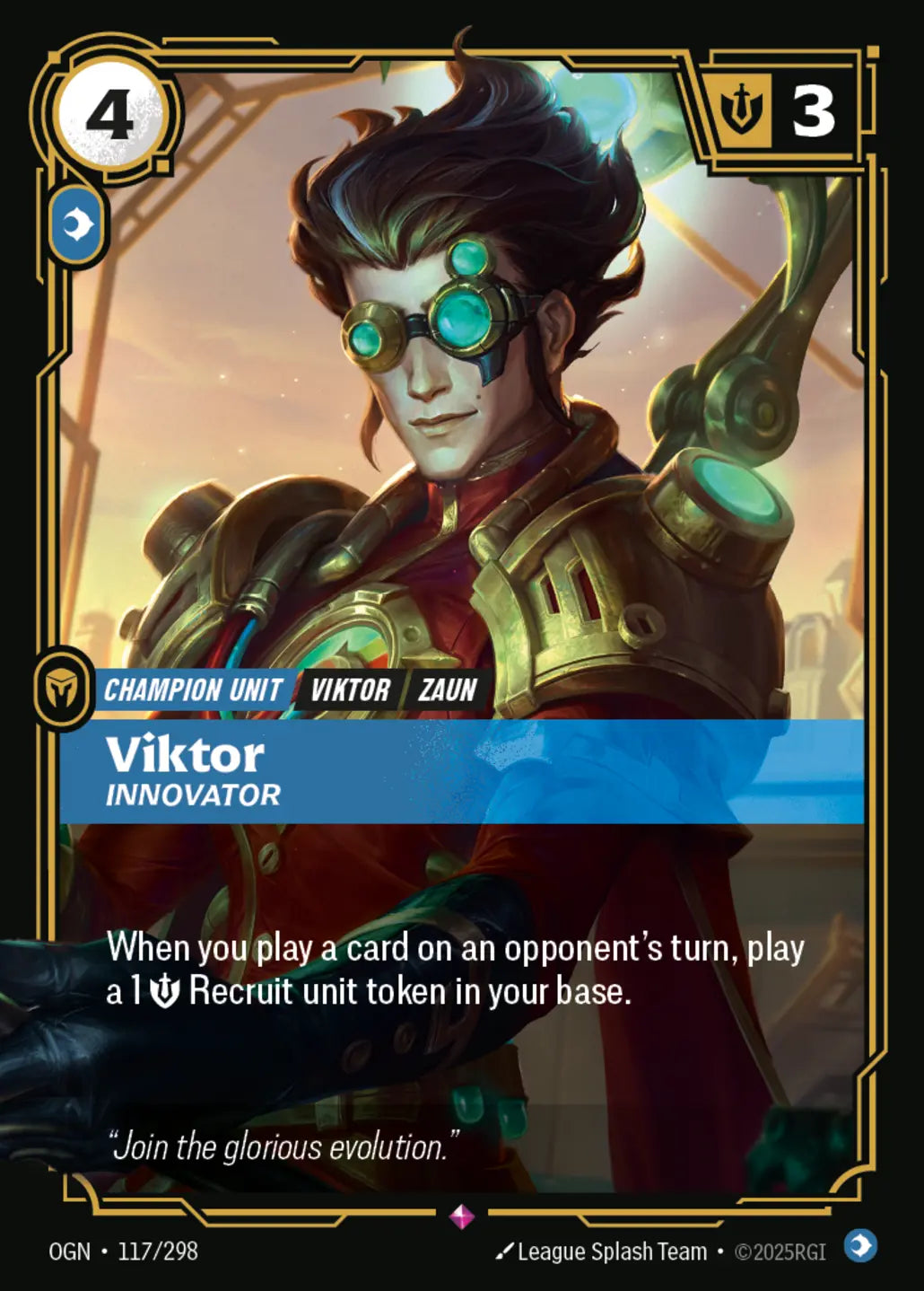 (117/298) Riftbound TCG Origins Single: Viktor, Innovator (V.1 - Rare) Holo Rare
