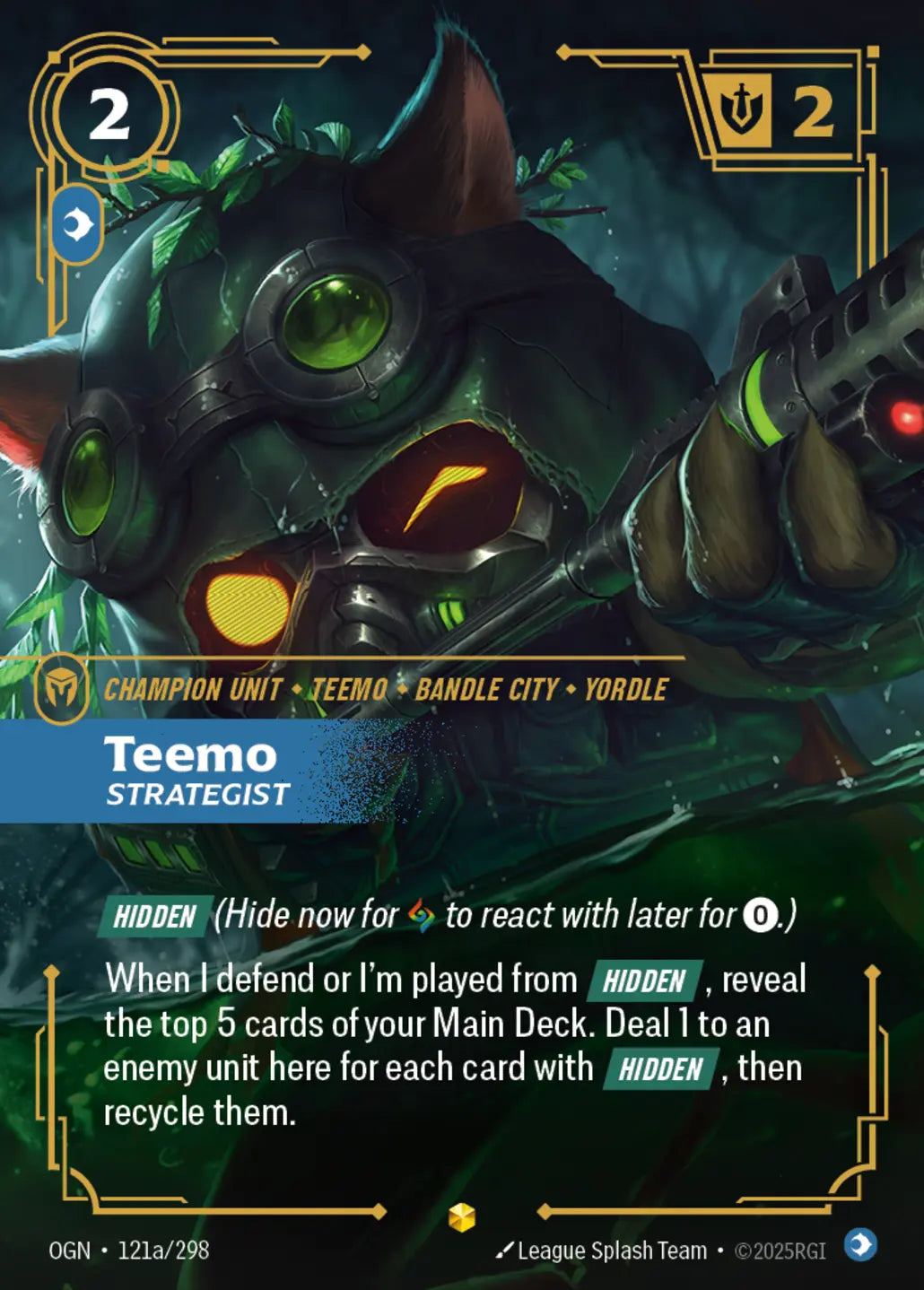 (121a/298) Riftbound TCG Origins Single: Teemo, Strategist (V.2 - Showcase) Holo Showcase