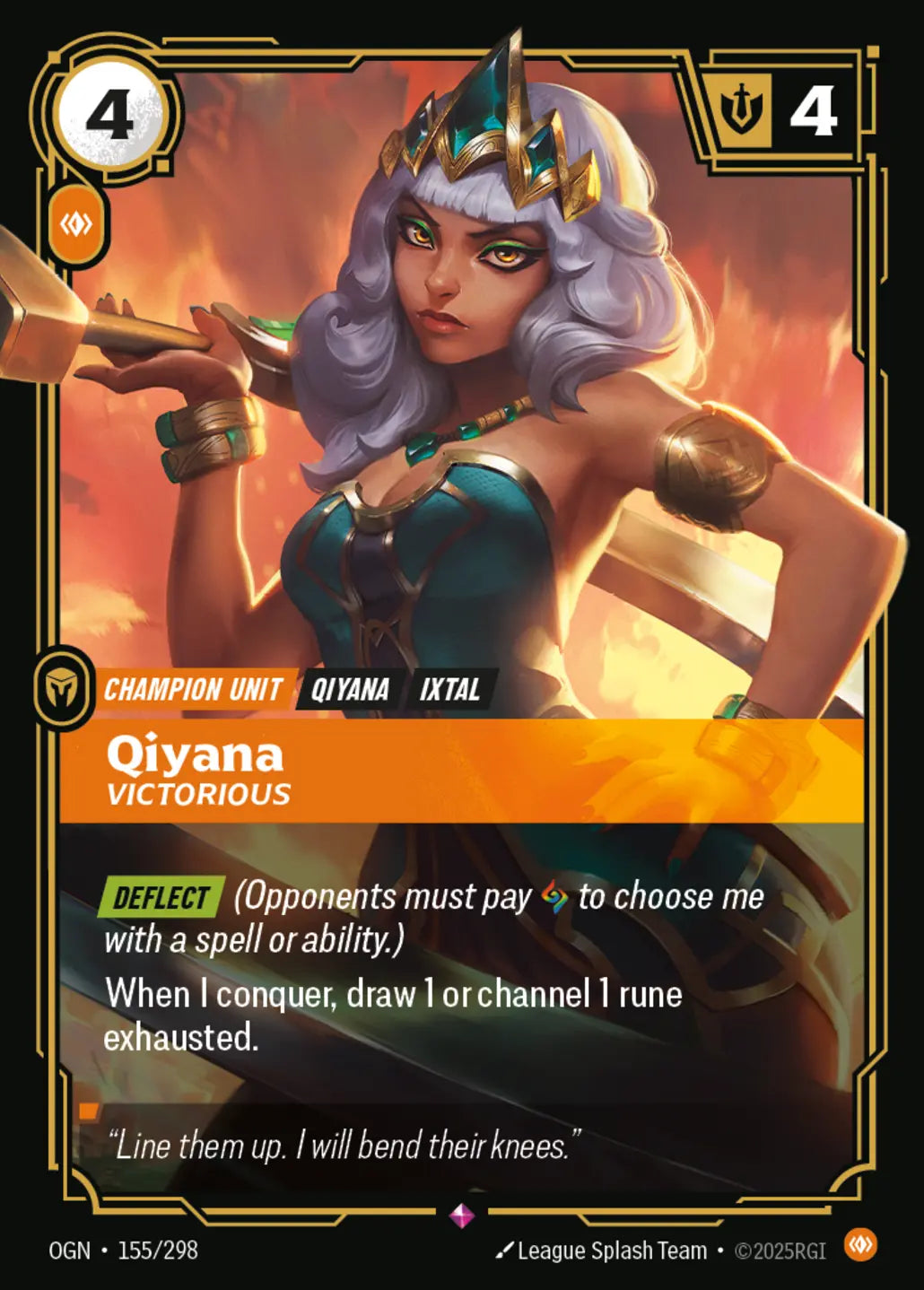 (155/298) Riftbound TCG Origins Single: Qiyana, Victorious Holo Rare