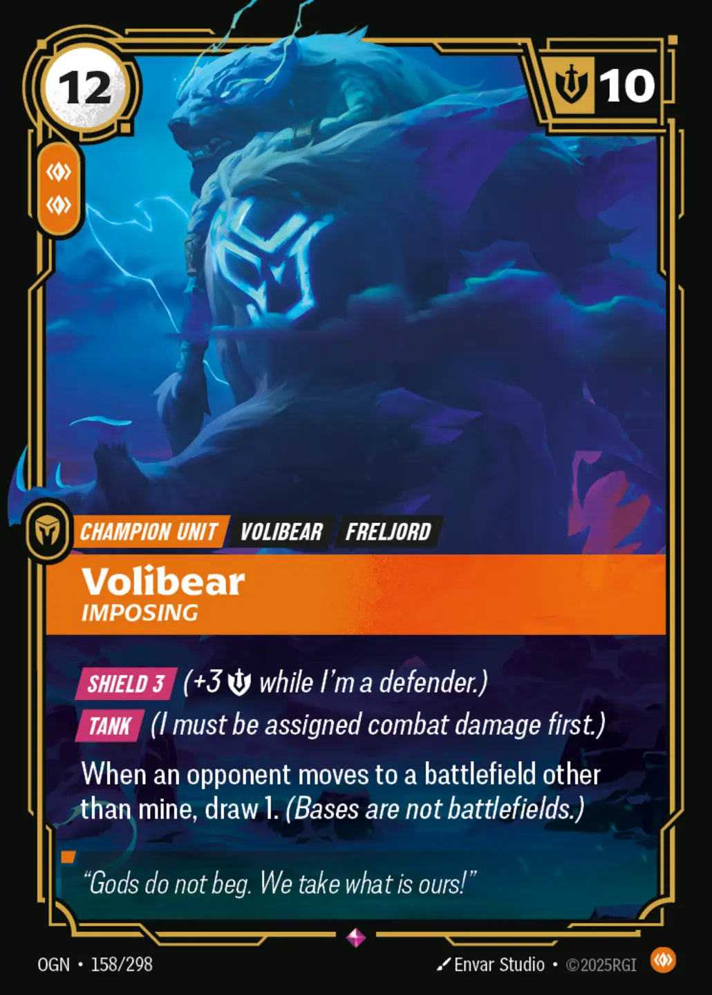 (158/298) Riftbound TCG Origins Single: Volibear, Imposing (V.1 - Rare) Holo Rare