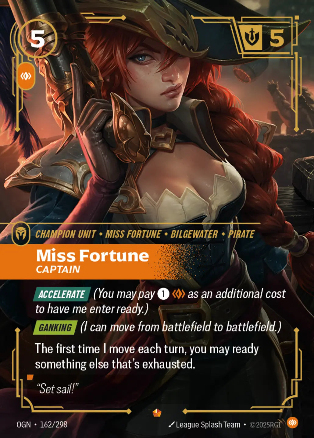 (162/298) Riftbound TCG Origins Single: Miss Fortune, Captain (V.1 - Epic) Holo Epic