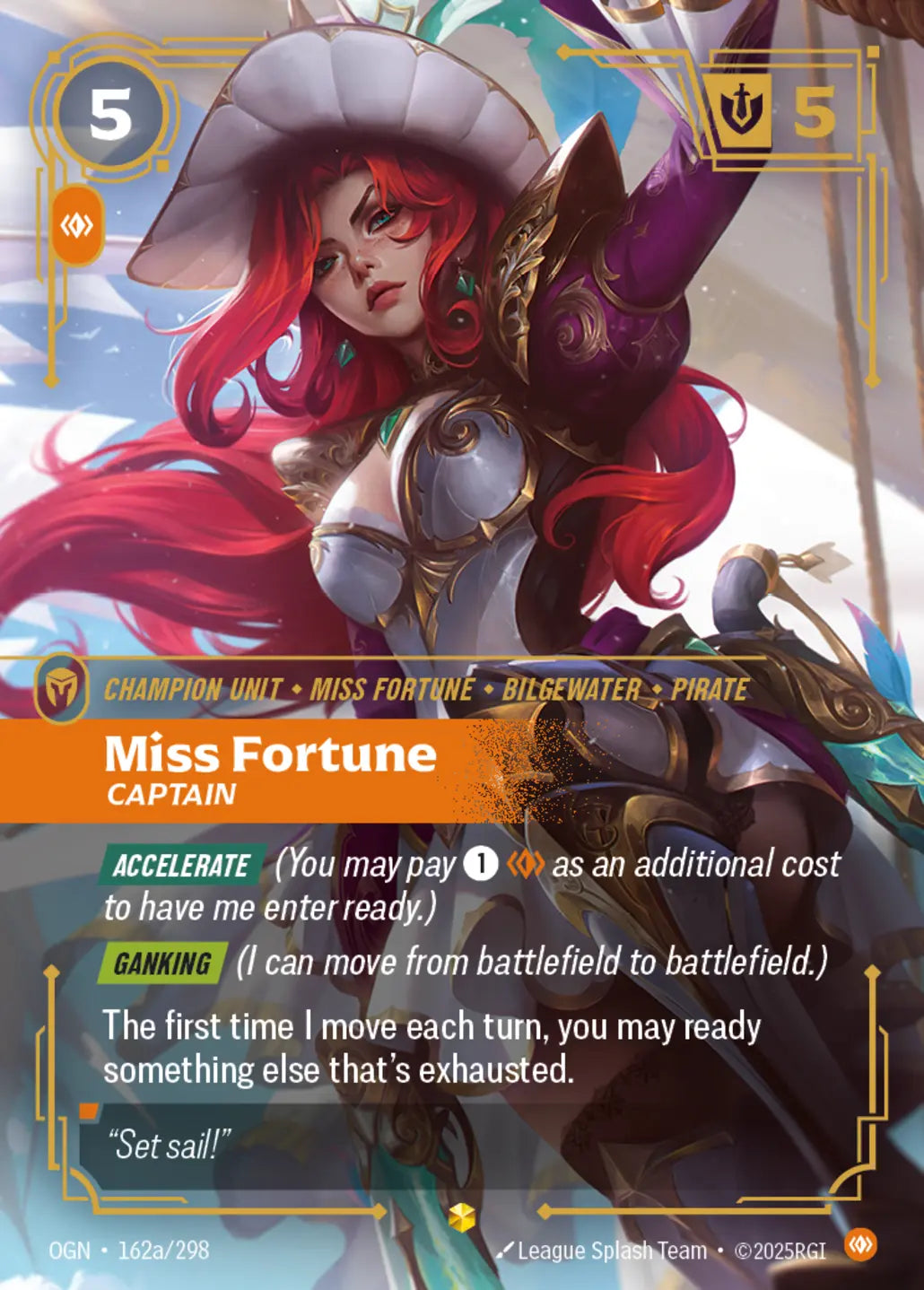 (162a/298) Riftbound TCG Origins Single: Miss Fortune, Captain (V.2 - Showcase) Holo Showcase