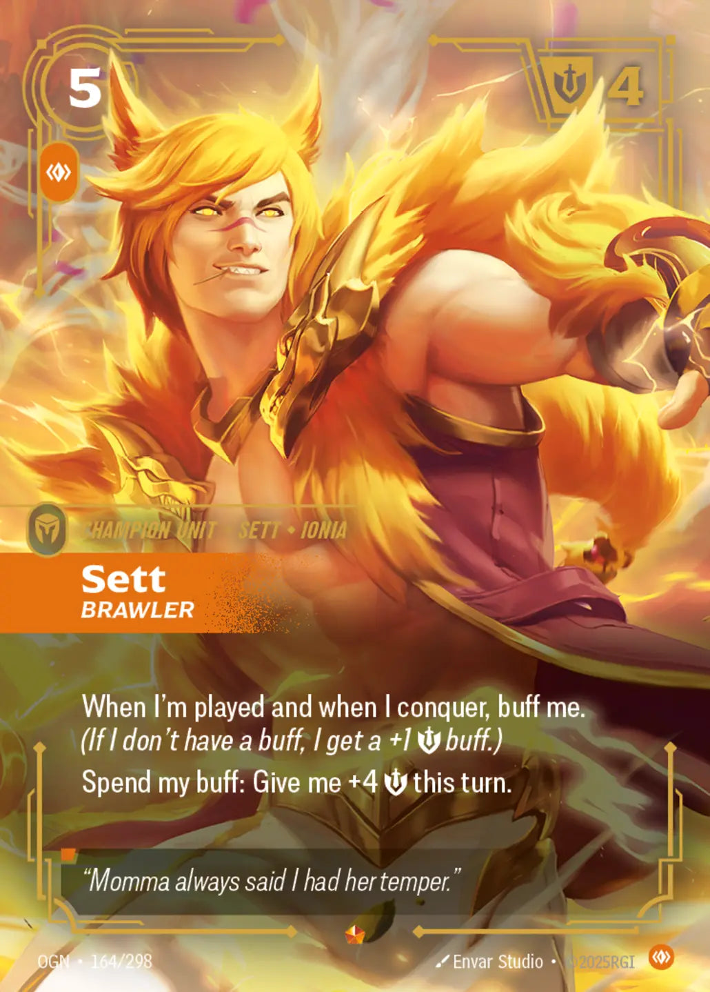 (164/298) Riftbound TCG Origins Single: Sett, Brawler (V.1 - Epic) Holo Epic
