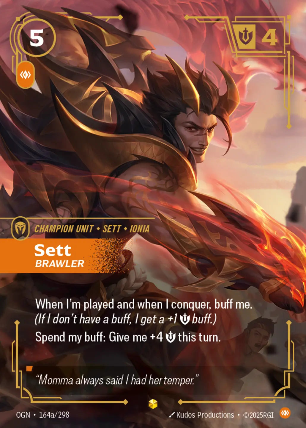 (164a/298) Riftbound TCG Origins Single: Sett, Brawler (V.2 - Showcase) Holo Showcase