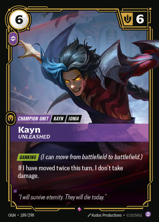 (189/298) Riftbound TCG Origins Single: Kayn, Unleashed Holo Rare