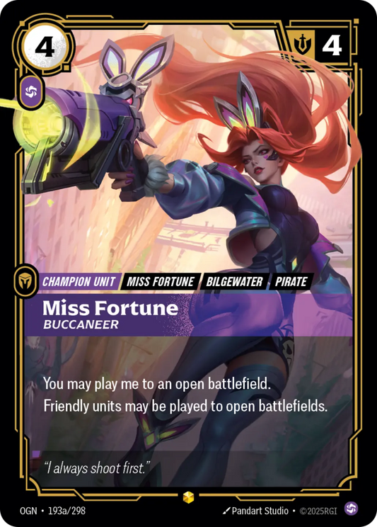(193a/298) Riftbound TCG Origins Single: Miss Fortune, Buccaneer (V.2 - Showcase) Holo Showcase