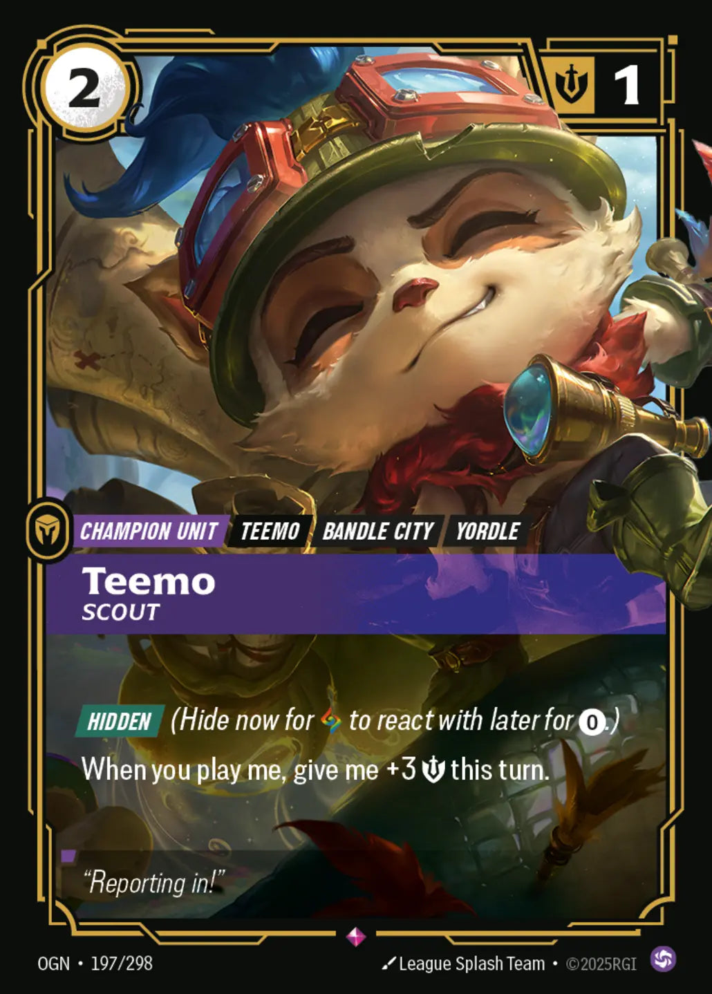 (197/298) Riftbound TCG Origins Single: Teemo, Scout (V.1 - Rare) Holo Rare