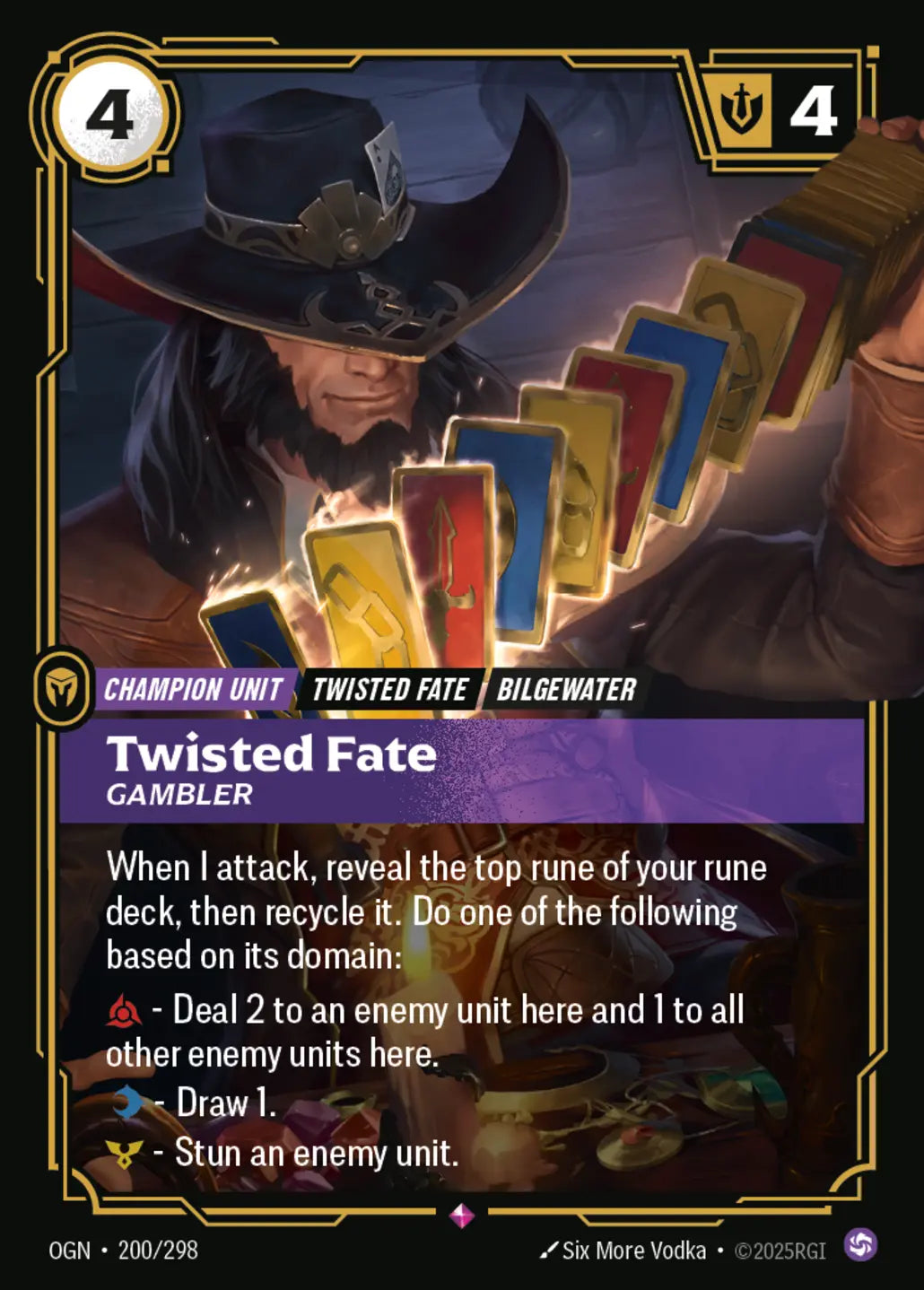 (200/298) Riftbound TCG Origins Single: Twisted Fate, Gambler Holo Rare