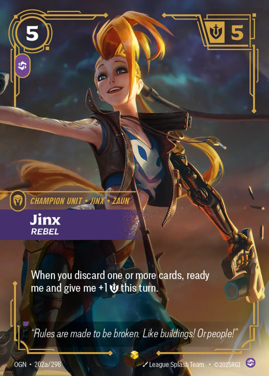 (202a/298) Riftbound TCG Origins Single: Jinx, Rebel (V.2 - Showcase) Holo Showcase