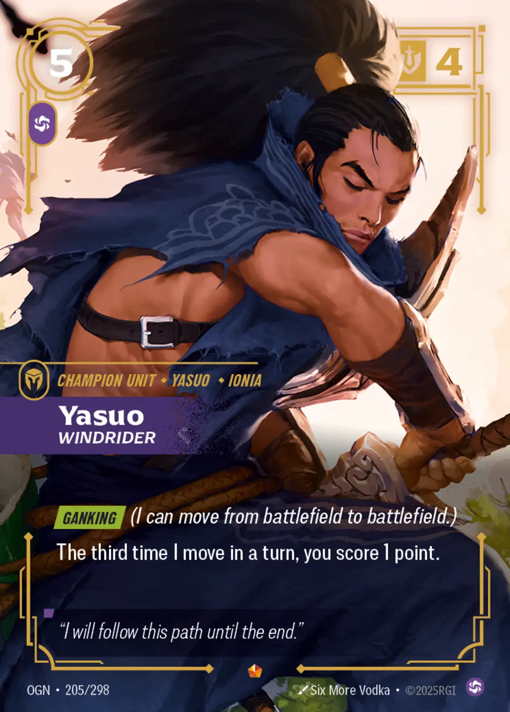 (205/298) Riftbound TCG Origins Single: Yasuo, Windrider (V.1 - Epic) Holo Epic