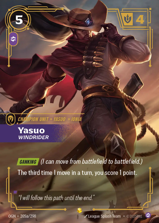 (205a/298) Riftbound TCG Origins Single: Yasuo, Windrider (V.2 - Showcase) Holo Showcase