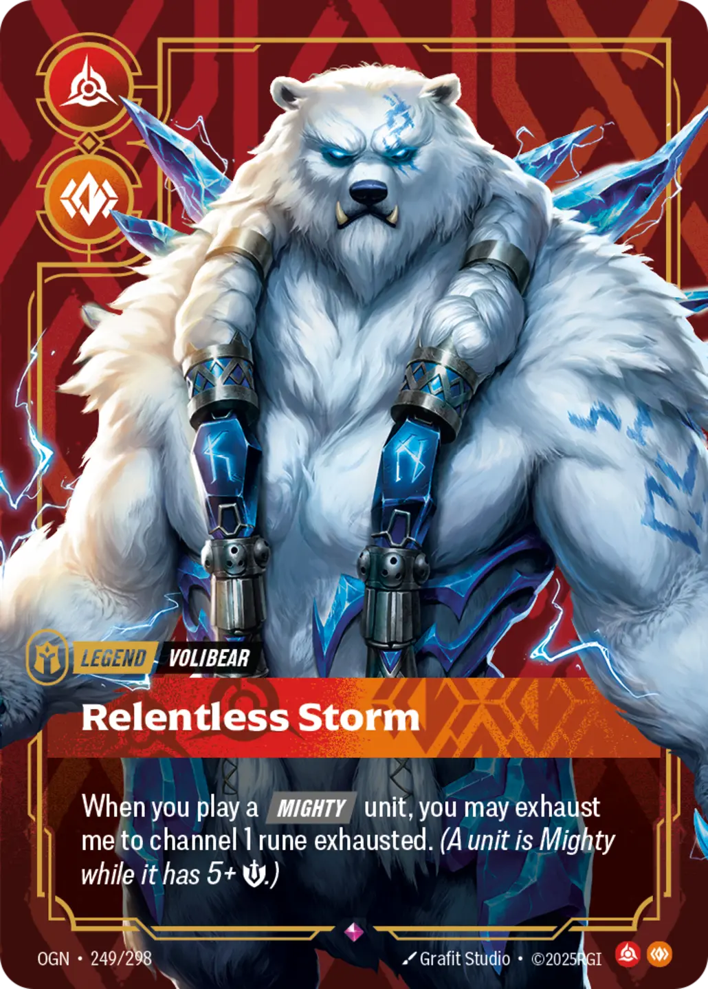 (249/298) Riftbound TCG Origins Single: Volibear, Relentless Storm (V.1 - Rare) Holo Rare