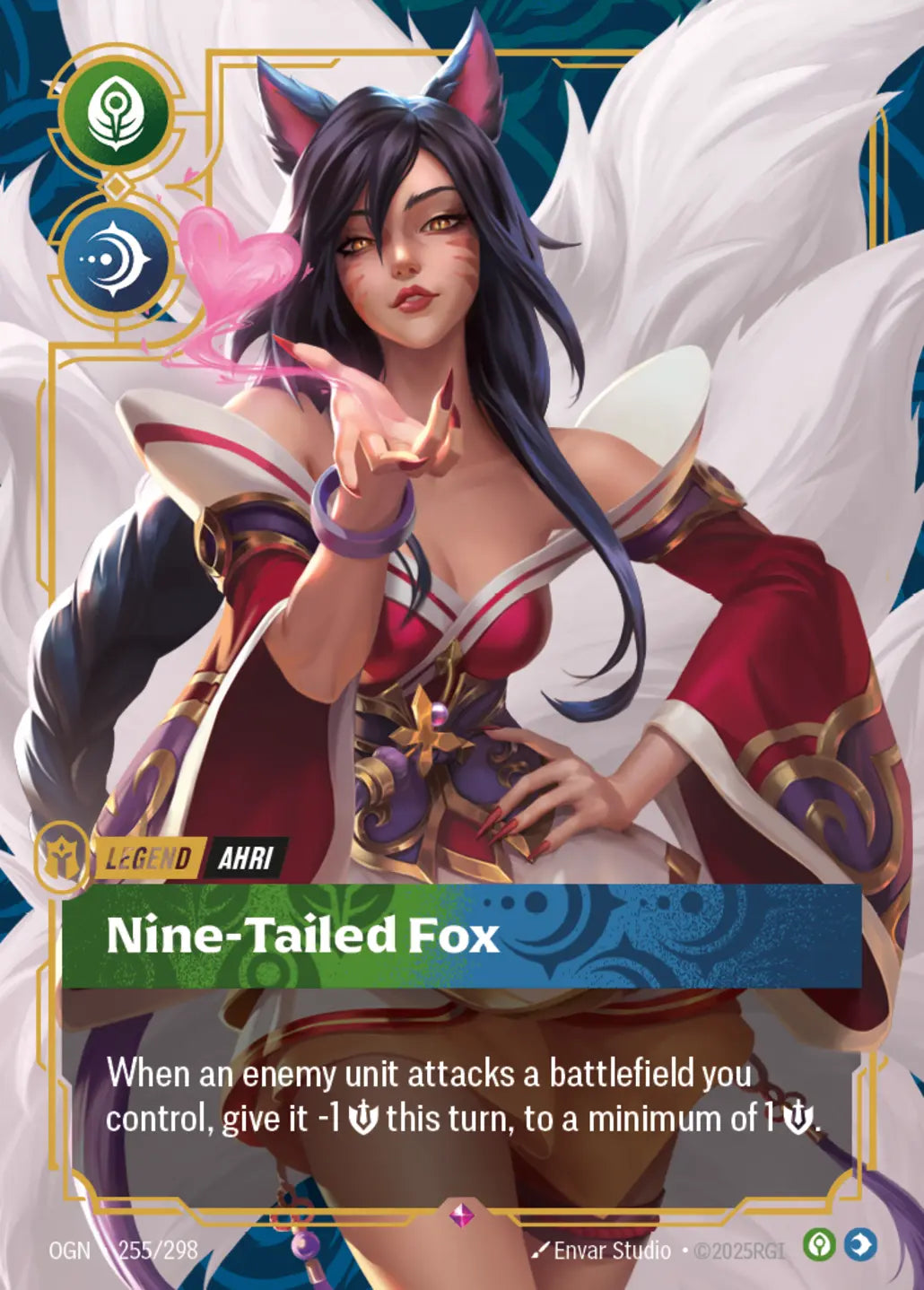 (255/298) Riftbound TCG Origins Single: Ahri, Nine-Tailed Fox (V.1 - Rare) Holo Rare
