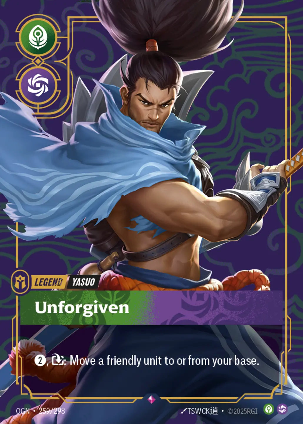 (259/298) Riftbound TCG Origins Single: Yasuo, Unforgiven (V.1 - Rare) Holo Rare