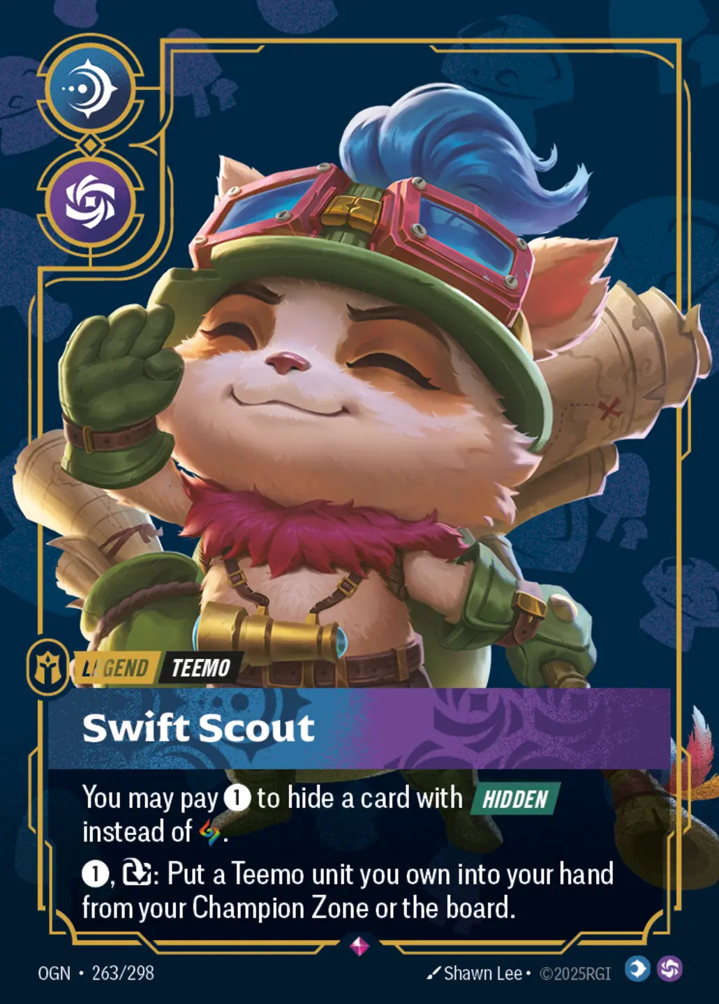 (263/298) Riftbound TCG Origins Single: Teemo, Swift Scout (V.1 - Rare) Holo Rare
