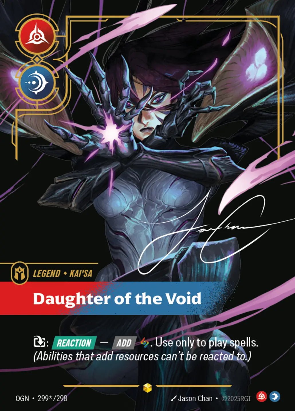 (299*/298) Riftbound TCG Origins Single: Kai'Sa, Daughter of the Void (V.3 - Signed Showcase) Holo Signed Showcase