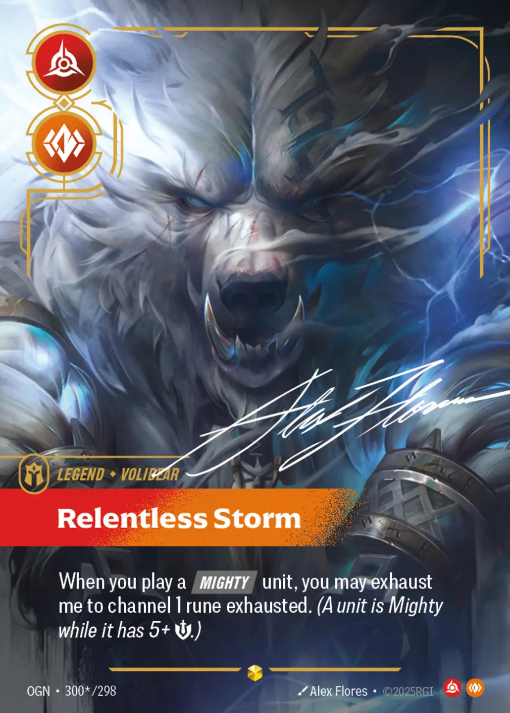 (300*/298) Riftbound TCG Origins Single: Volibear, Relentless Storm (V.3 - Signed Showcase) Holo Signed Showcase