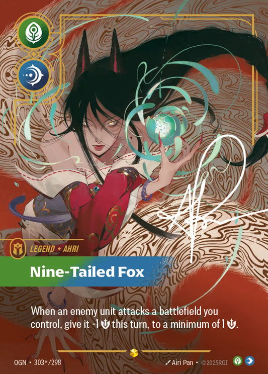 (303*/298) Riftbound TCG Origins Single: Ahri, Nine-Tailed Fox (V.3 - Signed Showcase) Holo Signed Showcase