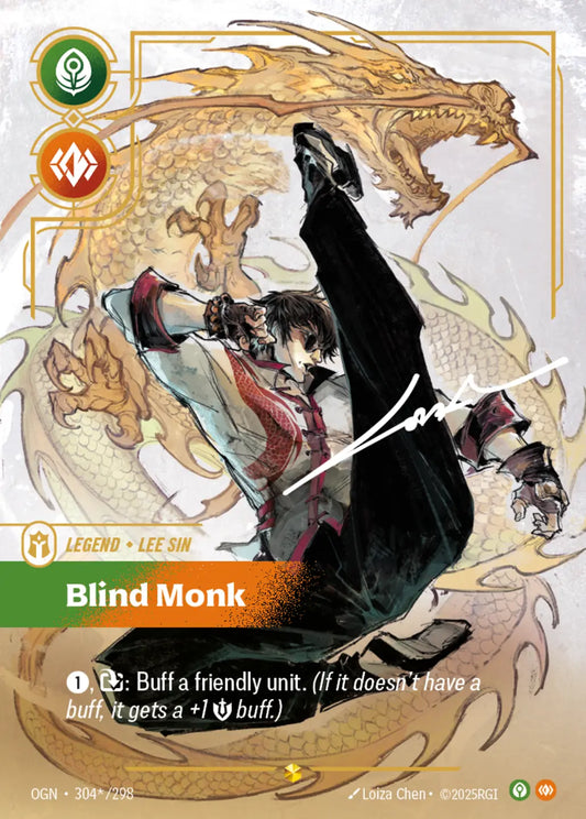 (304*/298) Riftbound TCG Origins Single: Lee Sin, Blind Monk (V.3 - Signed Showcase) Holo Signed Showcase