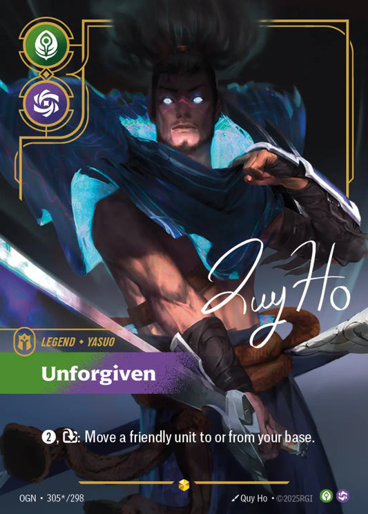 (305*/298) Riftbound TCG Origins Single: Yasuo, Unforgiven (V.3 - Signed Showcase) Holo Signed Showcase
