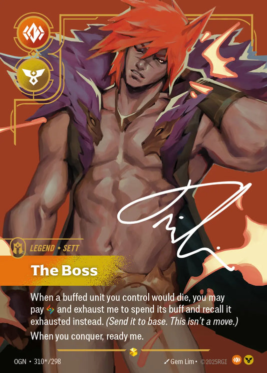 (310*/298) Riftbound TCG Origins Single: Sett, The Boss (V.3 - Signed Showcase) Holo Signed Showcase
