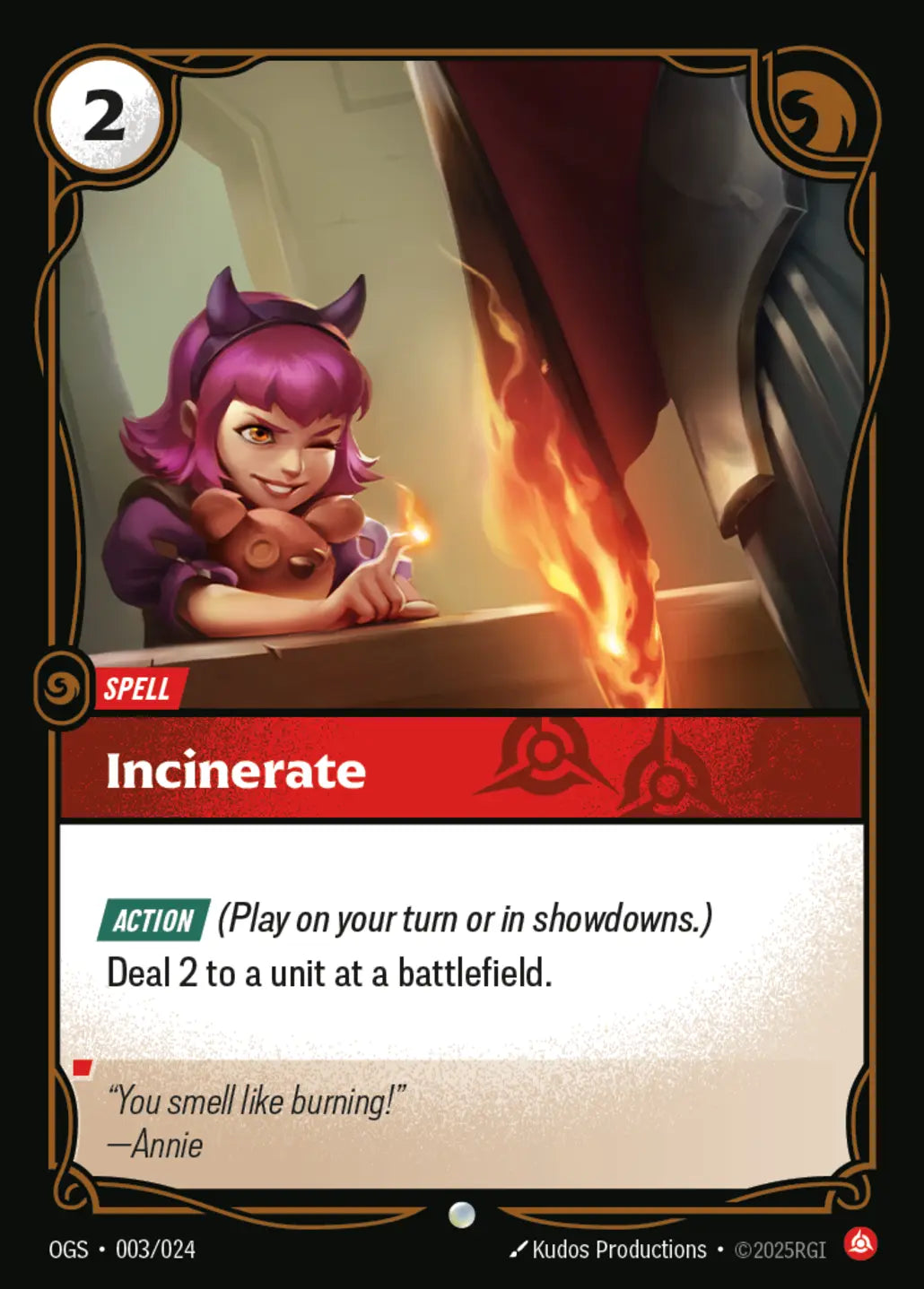 (003/024) Riftbound TCG Proving Grounds Single: Incinerate  Common