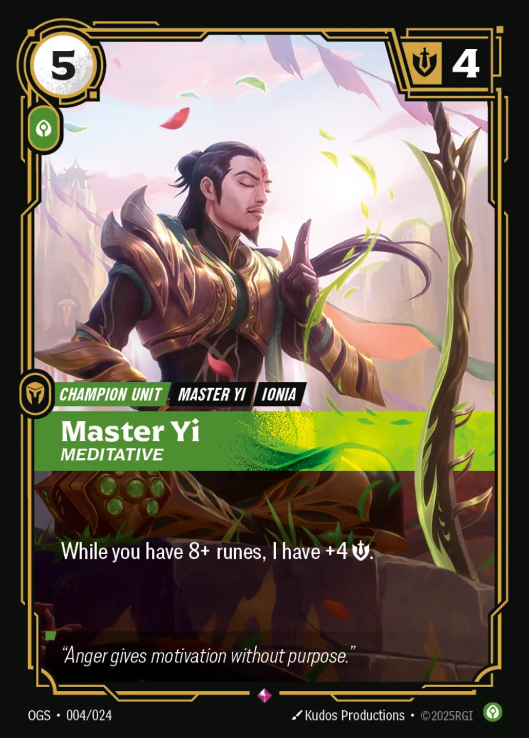 (004/024) Riftbound TCG Proving Grounds Single: Master Yi, Meditative  Rare