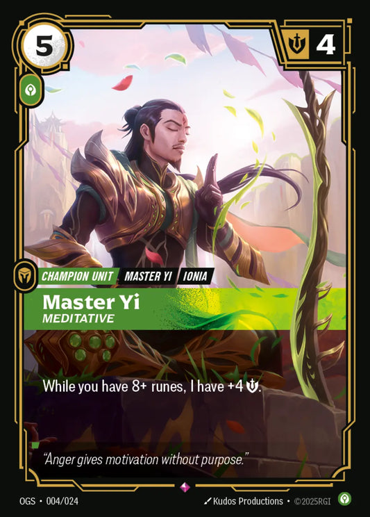 (004/024) Riftbound TCG Proving Grounds Single: Master Yi, Meditative  Rare