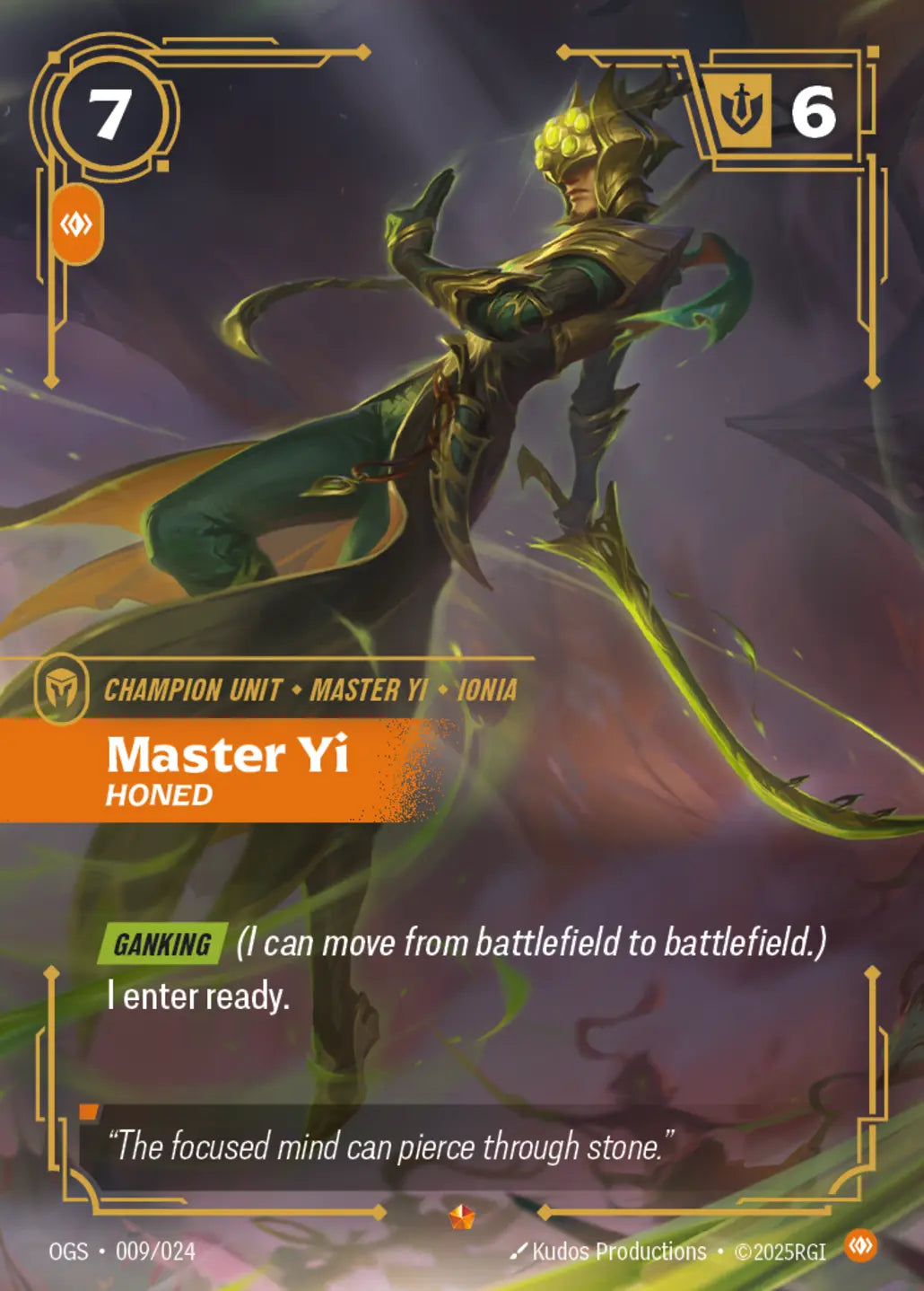 (009/024) Riftbound TCG Proving Grounds Single: Master Yi, Honed  Epic