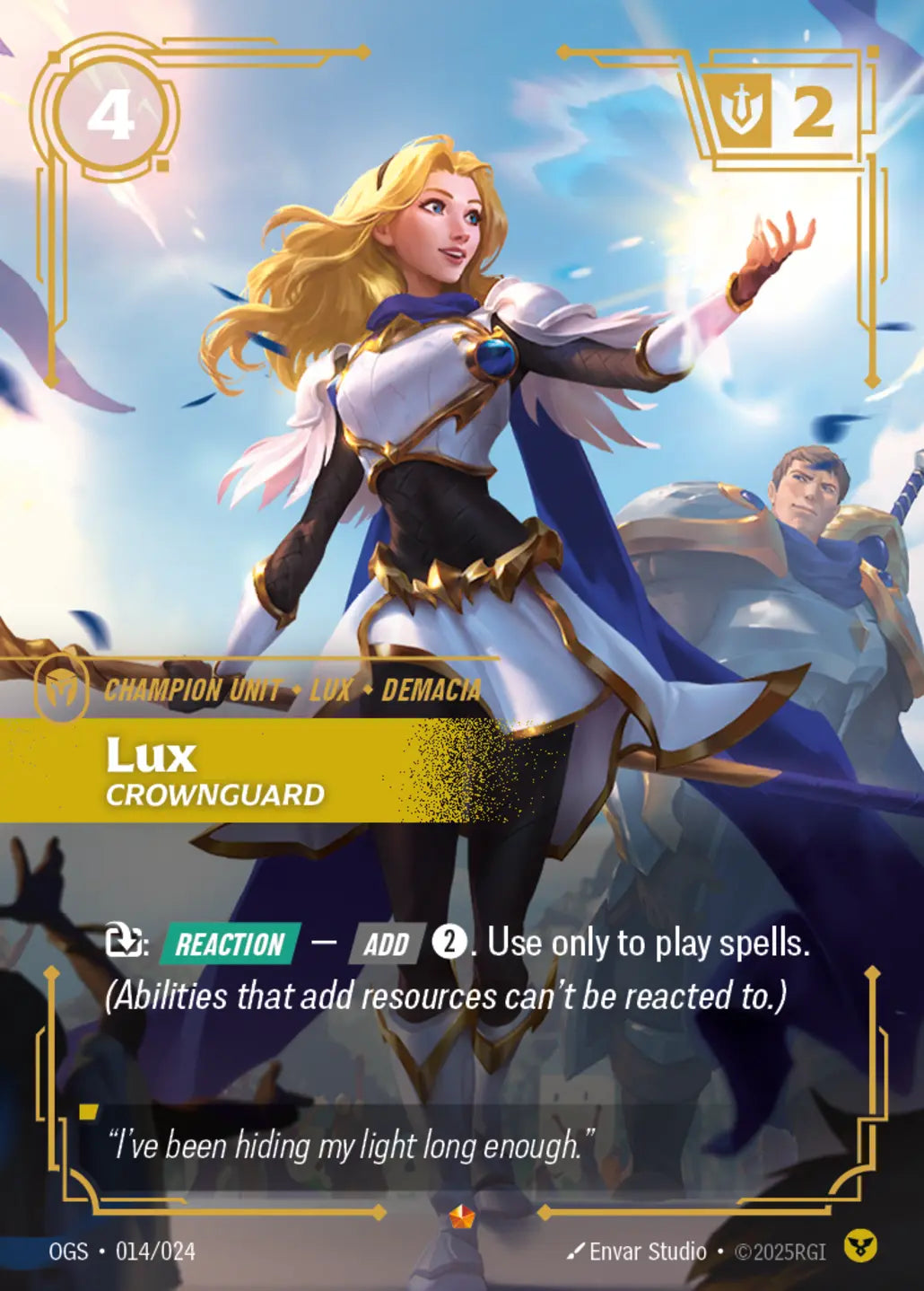 (014/024) Riftbound TCG Proving Grounds Single: Lux, Crownguard  Epic