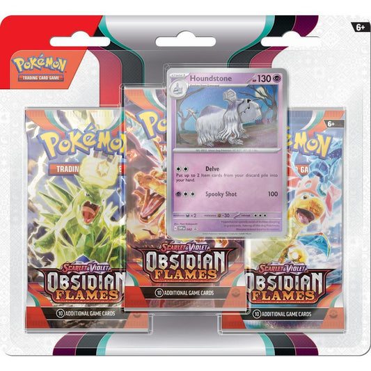 Pokemon TCG Scarlet & Violet Obsidian Flames : 3 Pack Display - Houndstone