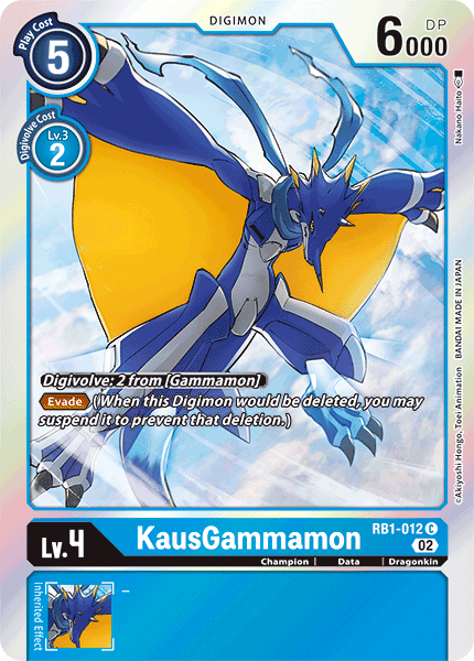 (012) Digimon TCG Resurgence Booster Single: KausGammamon (RB1-012)  Common
