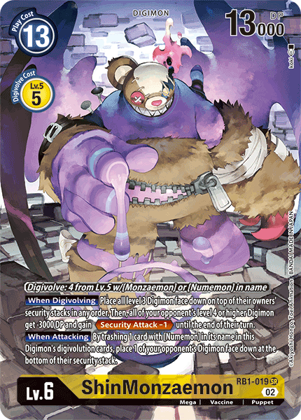(019) Digimon TCG Resurgence Booster Single: ShinMonzaemon (RB1-019) (V.2)  Alternative Art