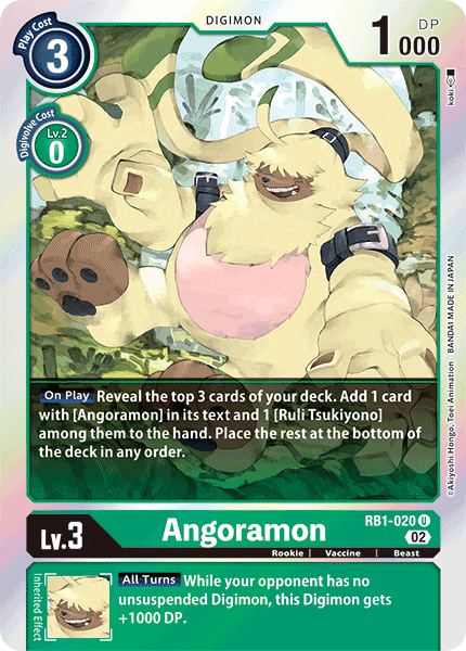 (020) Digimon TCG Resurgence Booster Single: Angoramon (RB1-020) (V.1)  Uncommon