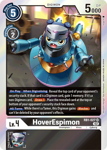 (027) Digimon TCG Resurgence Booster Single: HoverEspimon (RB1-027) (V.1)  Super Rare