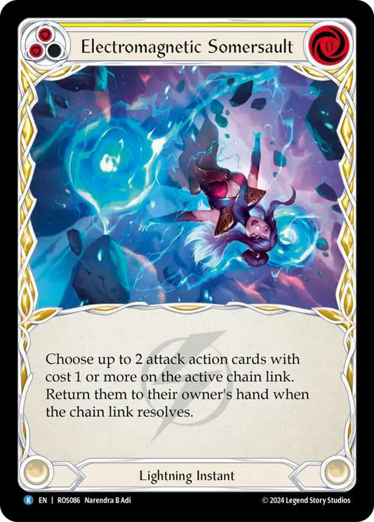 (ROS086) Flesh & Blood TCG Rosetta Single: Electromagnetic Somersault (Yellow) (Rainbow Foil)  Rare