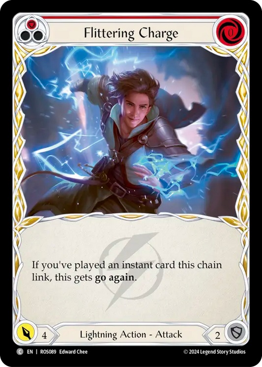 (ROS089) Flesh & Blood TCG Rosetta Single: Flittering Charge (Red) (Rainbow Foil)  Common