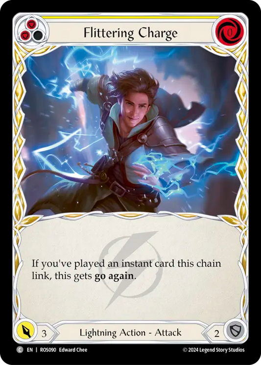 (ROS090) Flesh & Blood TCG Rosetta Single: Flittering Charge (Yellow) (Rainbow Foil)  Common
