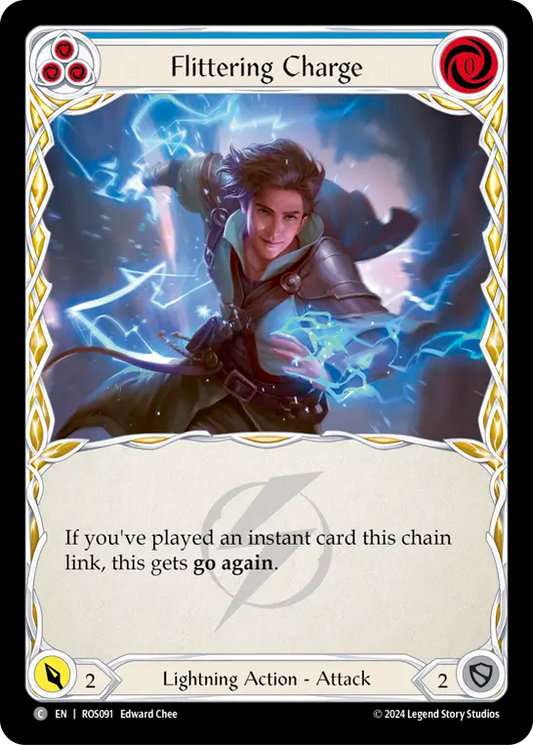 (ROS091) Flesh & Blood TCG Rosetta Single: Flittering Charge (Blue) (Rainbow Foil)  Common