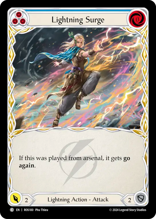 (ROS100) Flesh & Blood TCG Rosetta Single: Lightning Surge (Blue) (Regular)  Common