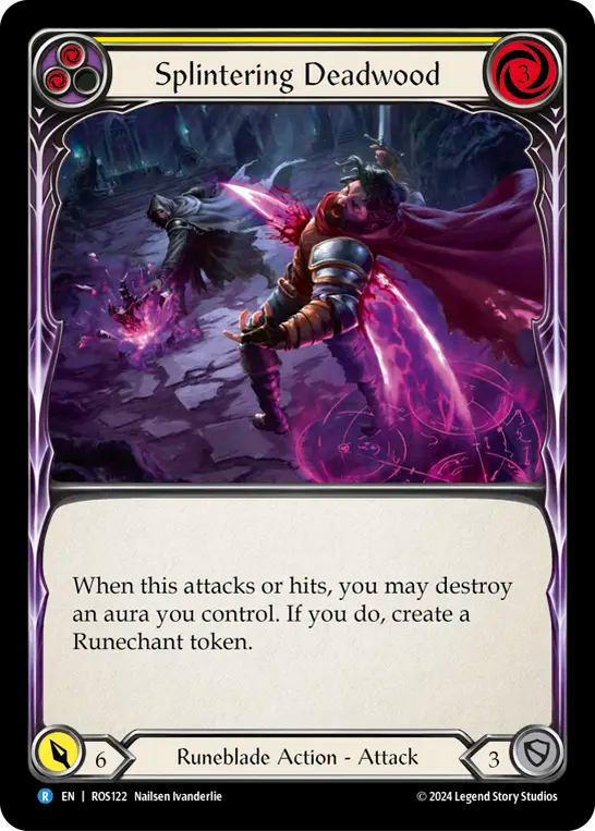 (ROS122) Flesh & Blood TCG Rosetta Single: Splintering Deadwood (Yellow) (Rainbow Foil)  Rare
