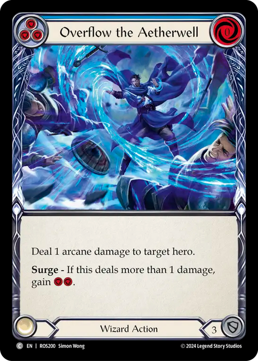 (ROS200) Flesh & Blood TCG Rosetta Single: Overflow the Aetherwell (Blue) (Rainbow Foil)  Common