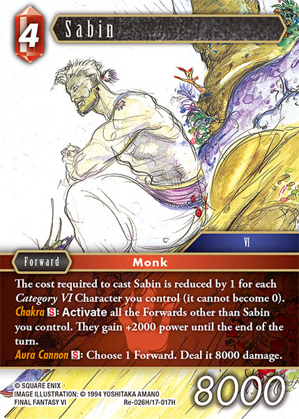 (026) Final Fantasy TCG Legacy Collection Single: Sabin (17-017) (V.1) Holo Hero