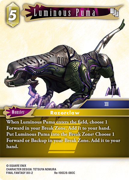 (106) Final Fantasy TCG Legacy Collection Single: Luminous Puma (8-080) (V.1) Holo Common