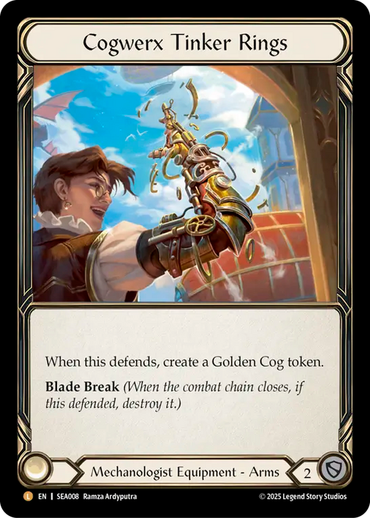 (008) Flesh & Blood TCG High Seas Single: Cogwerx Tinker Rings (Rainbow Foil)  Legendary