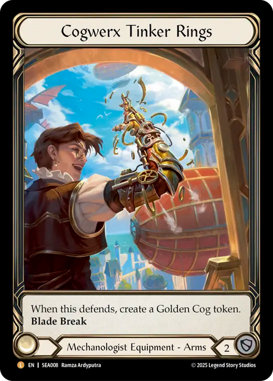 (008) Flesh & Blood TCG High Seas Single: Cogwerx Tinker Rings (Extended Art Cold Foil)  Legendary