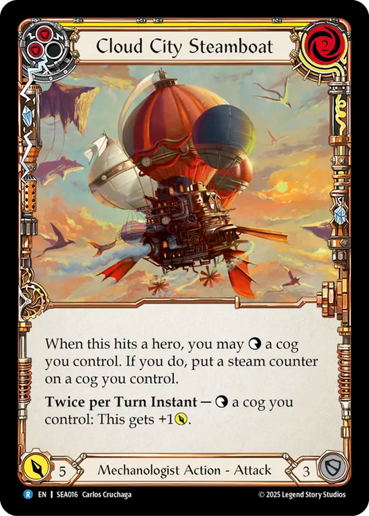 (016) Flesh & Blood TCG High Seas Single: Cloud City Steamboat (Yellow) (Rainbow Foil)  Rare