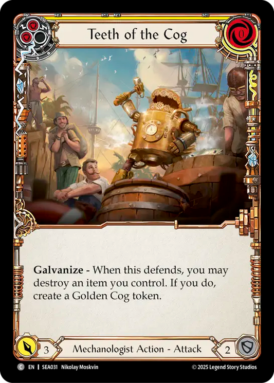 (031) Flesh & Blood TCG High Seas Single: Teeth of the Cog (Yellow) (Rainbow Foil)  Common